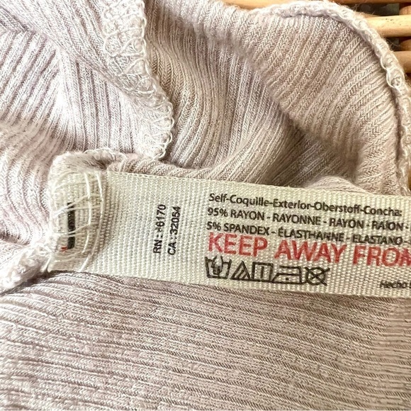 FREE PEOPLE Intimately So Fresh Bodysuit Dust Storm puffed sleeves square neck L - Picture 10 of 10